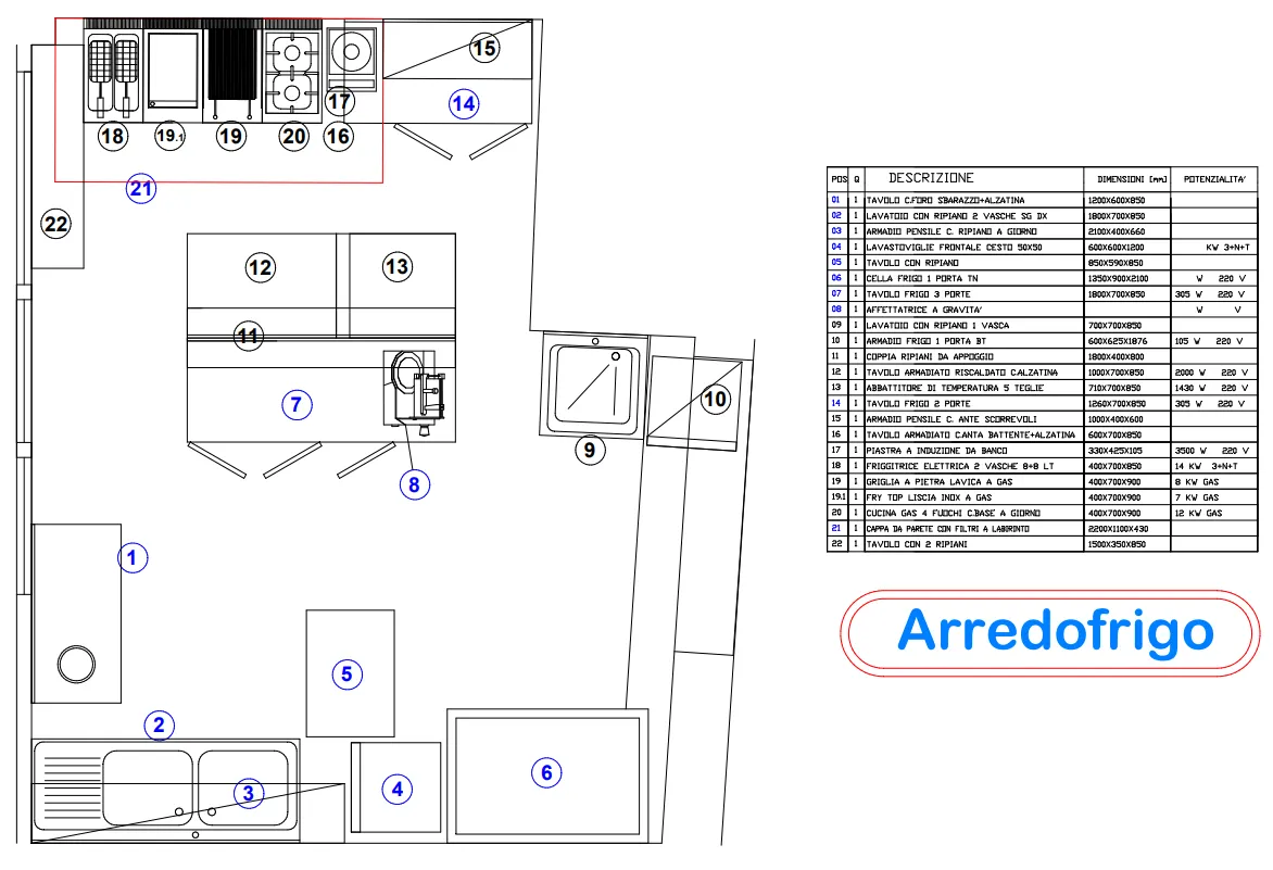 Disegno CAD - Luna Rossa Pizza & Griglia